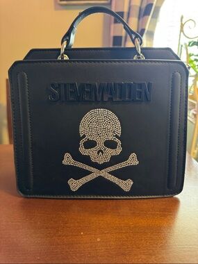 Steve Madden Black Rhinestone Skull Evelyn Bag
